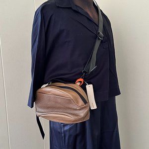 Osklen Perforated Leather Sporty Crossbody Bag in Brown